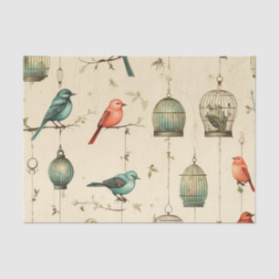 Retro Beautiful Birdcages Birds Decoupage Tissue Paper