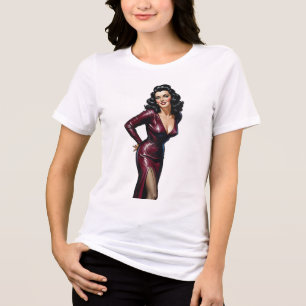 Retro Beautiful Brunette Old Hollywood Glamour Art Tri-Blend Shirt