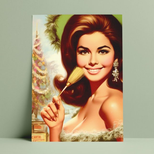 Retro Beautiful Christmas Woman Postcard (Creator Uploaded)