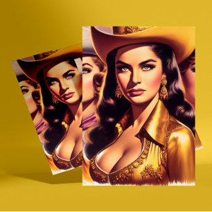 Retro Beautiful Cowgirls Postcard