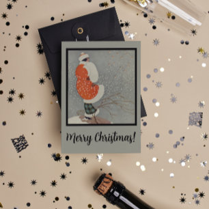 Retro Beautiful Red Woman Black Frame Christmas Holiday Card