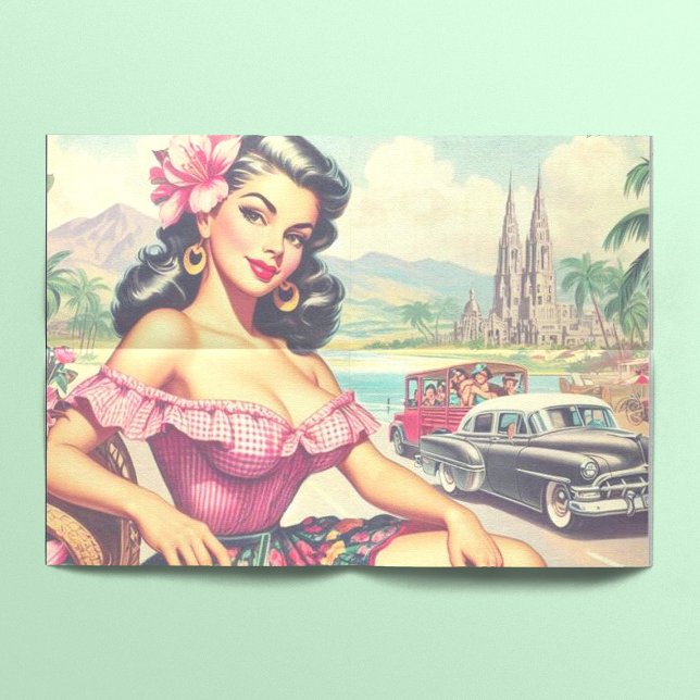 Retro Beauty Hispanic Girl Tissue Paper (Creator Uploaded)