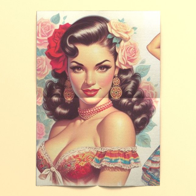 Retro Beauty Mexican Woman Tissue Paper (Creator Uploaded)