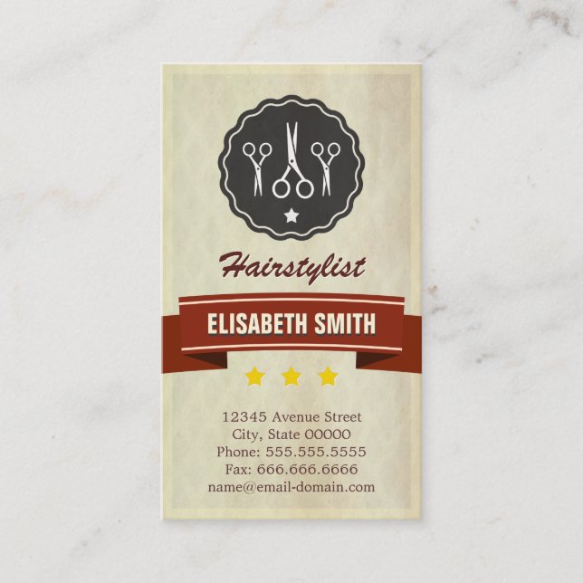 Retro Beauty Salon - Hair Stylist Business Card (Front)