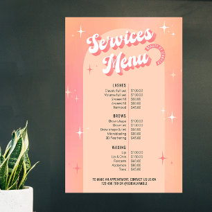 Retro Beauty Salon Peach & Pink Price List Poster