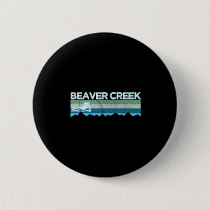 Retro Beaver Creek, Colorado Distressed Skiing 6 Cm Round Badge