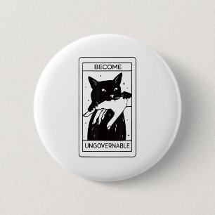Retro Become Ungovernable Black Cat Biting Hand Fu 6 Cm Round Badge
