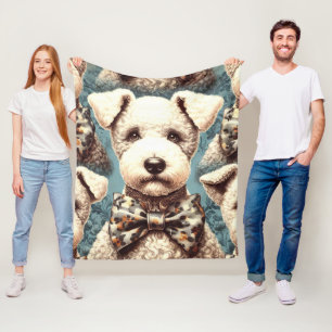 Retro Bedlington Terrier Illustration Fleece Blanket