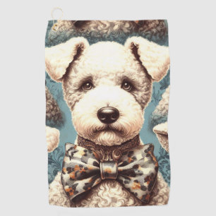 Retro Bedlington Terrier Illustration Golf Towel
