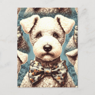 Retro Bedlington Terrier Illustration Postcard