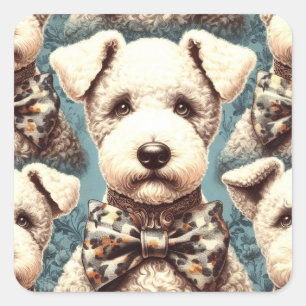 Retro Bedlington Terrier Illustration Square Sticker