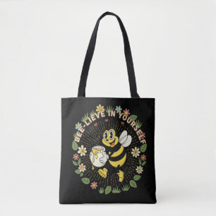 Retro Bee-lieve In Yourself Vintage Honey Bee Tote Bag