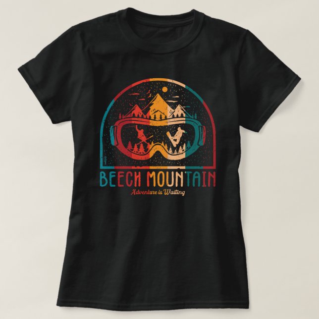 Retro Beech Mountain Adventure is Waiting T-Shirt (Design Front)