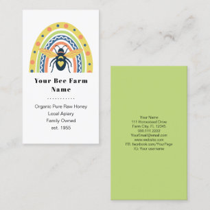 Retro Beekeeper Apiary Organic Honey Bee Rainbow Business Card