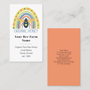 Retro Beekeeper Apiary Organic Honey Bee Rainbow Business Card
