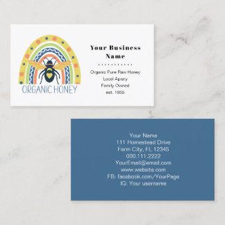 Retro Beekeeper Apiary Organic Honey Bee Rainbow Business Card