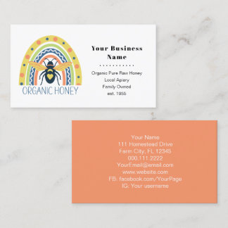 Retro Beekeeper Apiary Organic Honey Bee Rainbow Business Card