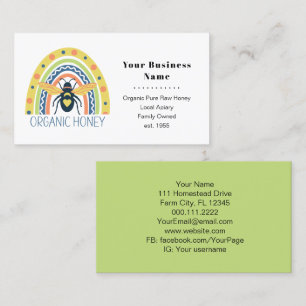 Retro Beekeeper Apiary Organic Honey Bee Rainbow Business Card