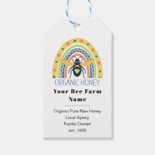 Retro Beekeeper Apiary Organic Honey Bee Rainbow Gift Tags