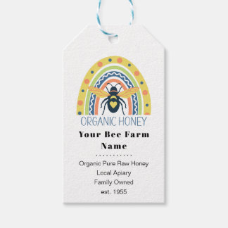 Retro Beekeeper Apiary Organic Honey Bee Rainbow Gift Tags