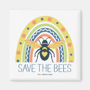 Retro Beekeeper Apiary Organic Honey Bee Rainbow Magnet