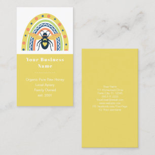 Retro Beekeeper Honey Bee Rainbow Colour block Business Card