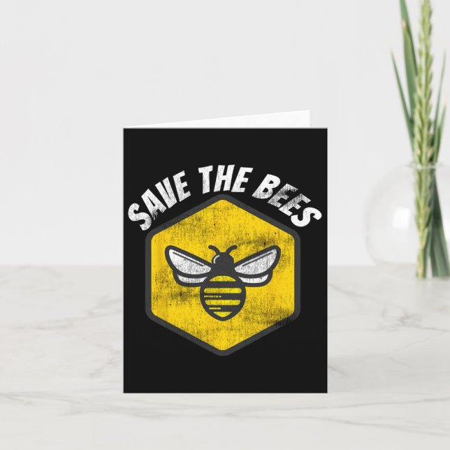 Retro Beekeeper Honeybee Awareness Save The Bees E Card (Front)
