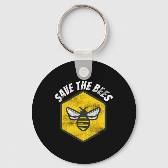 Retro Beekeeper Honeybee Awareness Save The Bees E Key Ring (Front)