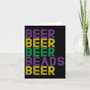 Retro Beer Beads Funny Mardi Gras Party Carnival M Card