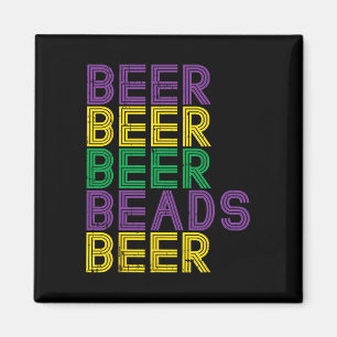Retro Beer Beads Funny Mardi Gras Party Carnival M Magnet