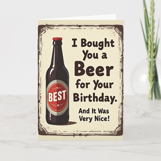 Retro Beer Birthday Card (Front)