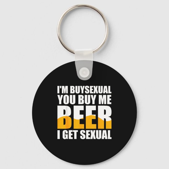 Retro Beer Funny I'm Buyual You Buy Me Beer I Get  Key Ring (Front)
