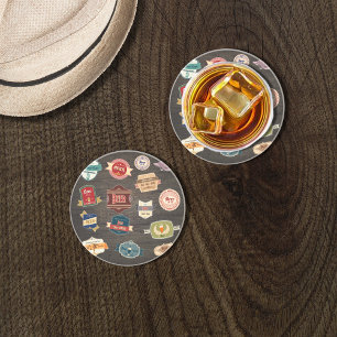 Retro Beer Labels Collage Coaster