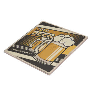 retro beer lovers word art  ceramic tile