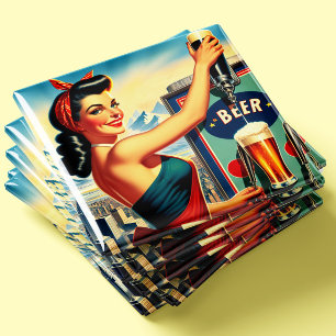 Retro Beer Pinup Magnet