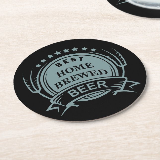 Retro Beer Theme Budget Round Paper Coaster (Angled)