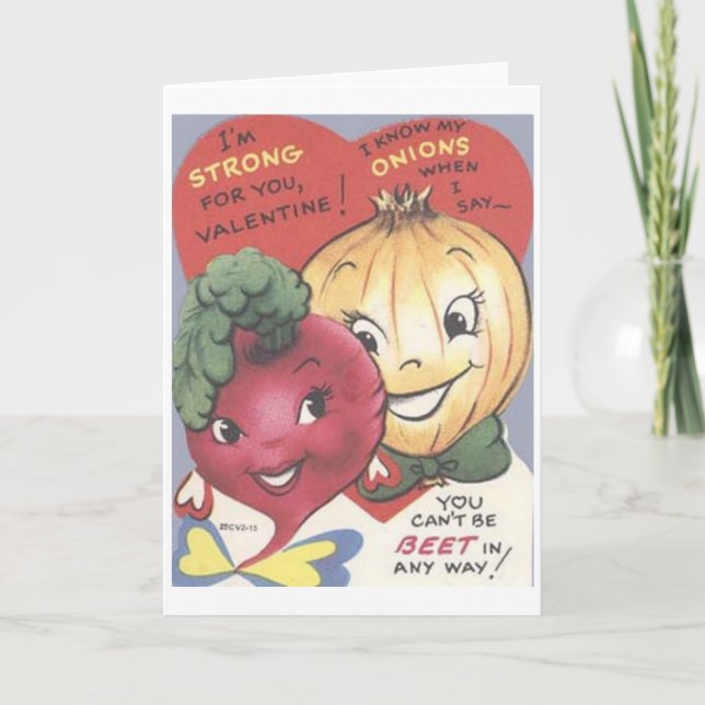 Retro Beet And Onion Valentine's Day Card (Front)