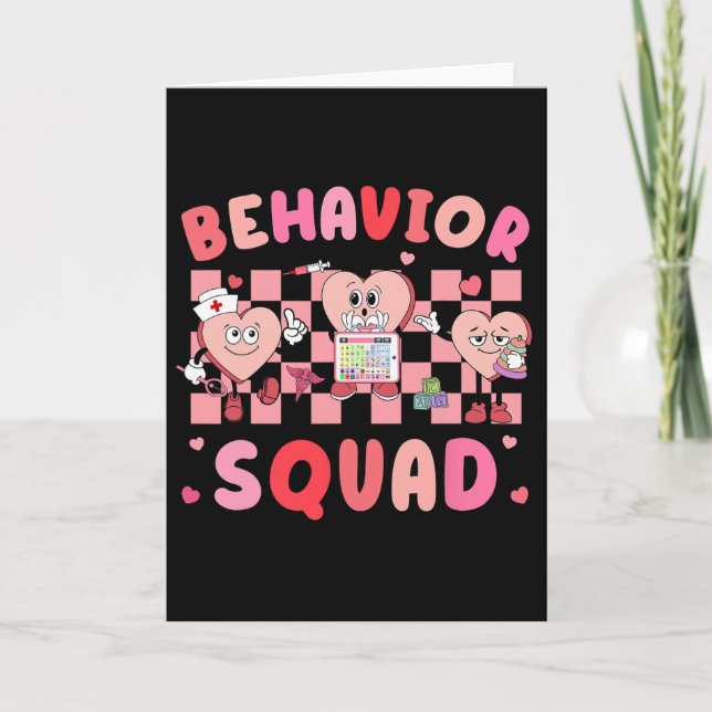 Retro Behaviour Therapist Valentine Applied Behavi Card (Front)