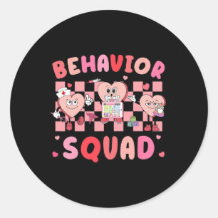 Retro Behaviour Therapist Valentine Applied Behavi Classic Round Sticker