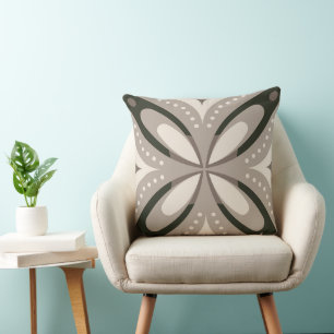 Retro Beige & Brown Geometric Shapes Cushion