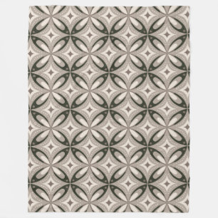 Retro Beige & Brown Geometric Shapes Fleece Blanket
