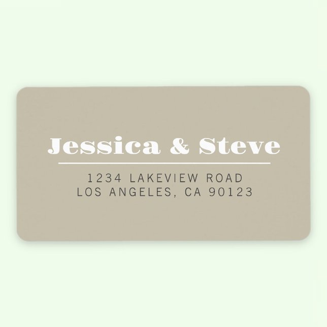 Retro Beige Grey & White Wedding Return Address Label (Creator Uploaded)
