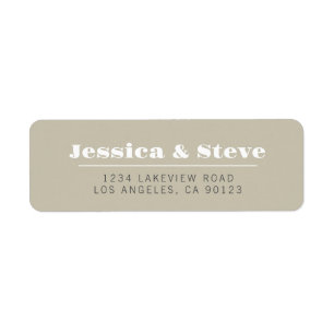 Retro Beige Grey & White Wedding Return Address Label