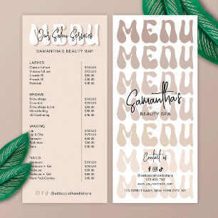 Retro Beige Groovy Makeup Artist Salon Price List Rack Card