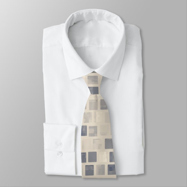 Retro Beige Mosaic Blocks Tie (Tied)