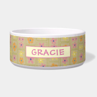 Retro Beige Patchwork Floral Custom Large Dog