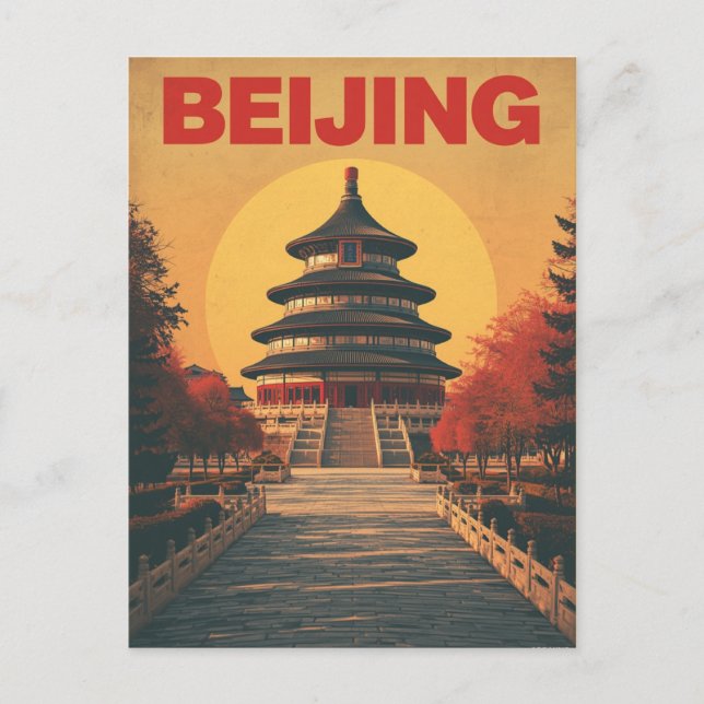  Retro Beijing Temple Postcard (Front)