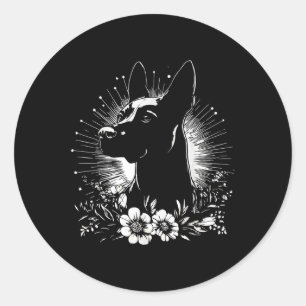 Retro Belgian Malinois Dog Lover Tattoo Style _1 Classic Round Sticker