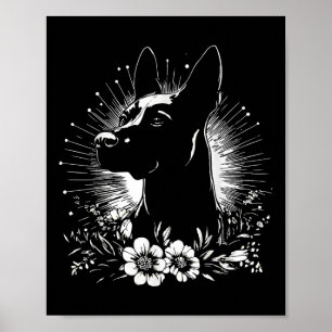 Retro Belgian Malinois Dog Lover Tattoo Style _1 Poster