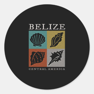 Retro Belize Souvenir Vintage Sea Shell Mens Women Classic Round Sticker
